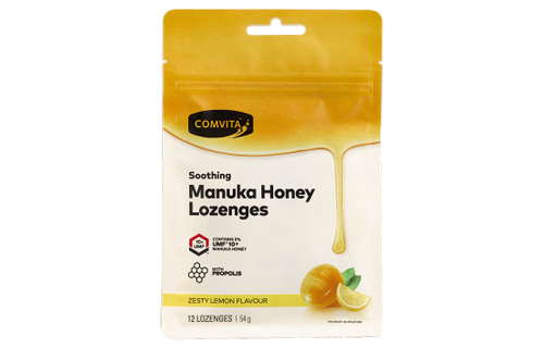 Comvita Soothing Manuka Honey Lozenges Zesty Lemon Flavour 12s